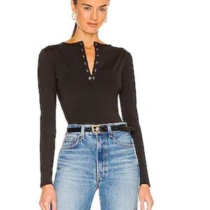 n: Philanthropy Revolve Bruna Black Long Sleeves Bodysuit.Size M